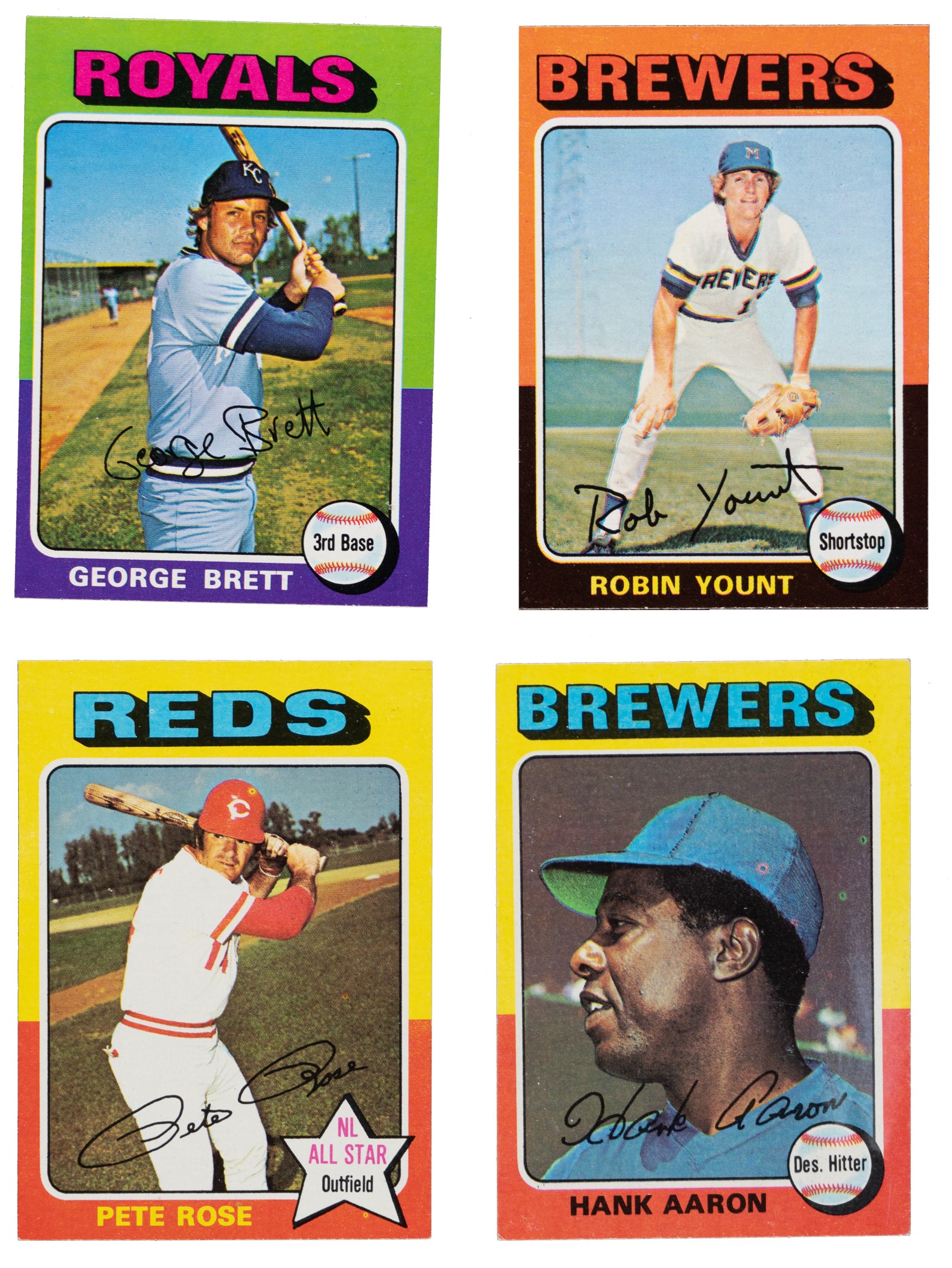 75' Brett & Yount Rookie.  Robin yount, George brett, Baseball cards