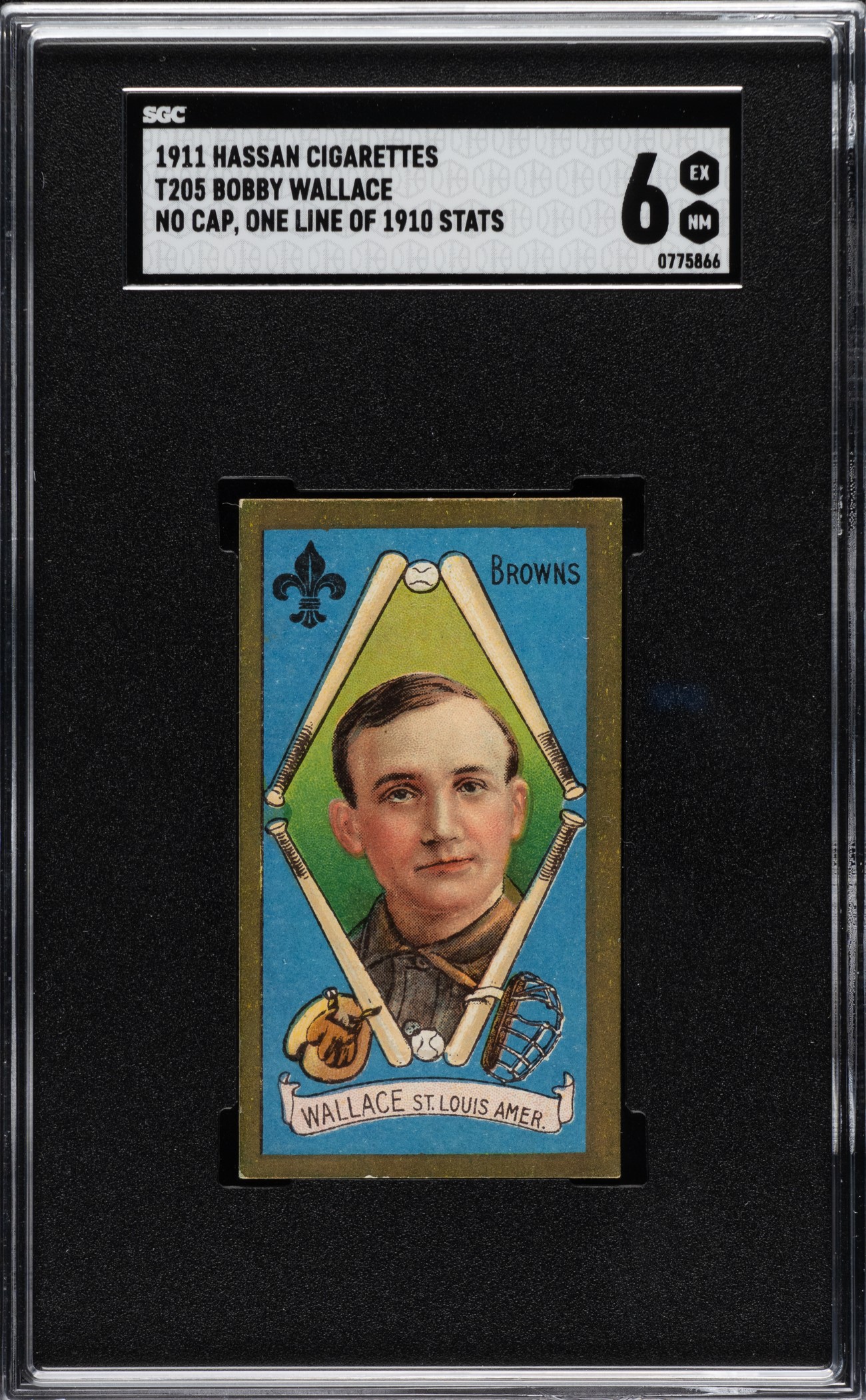 1911-t205-gold-border-bobby-wallace-no-cap-one-line-of-stats-sgc-exnm-6