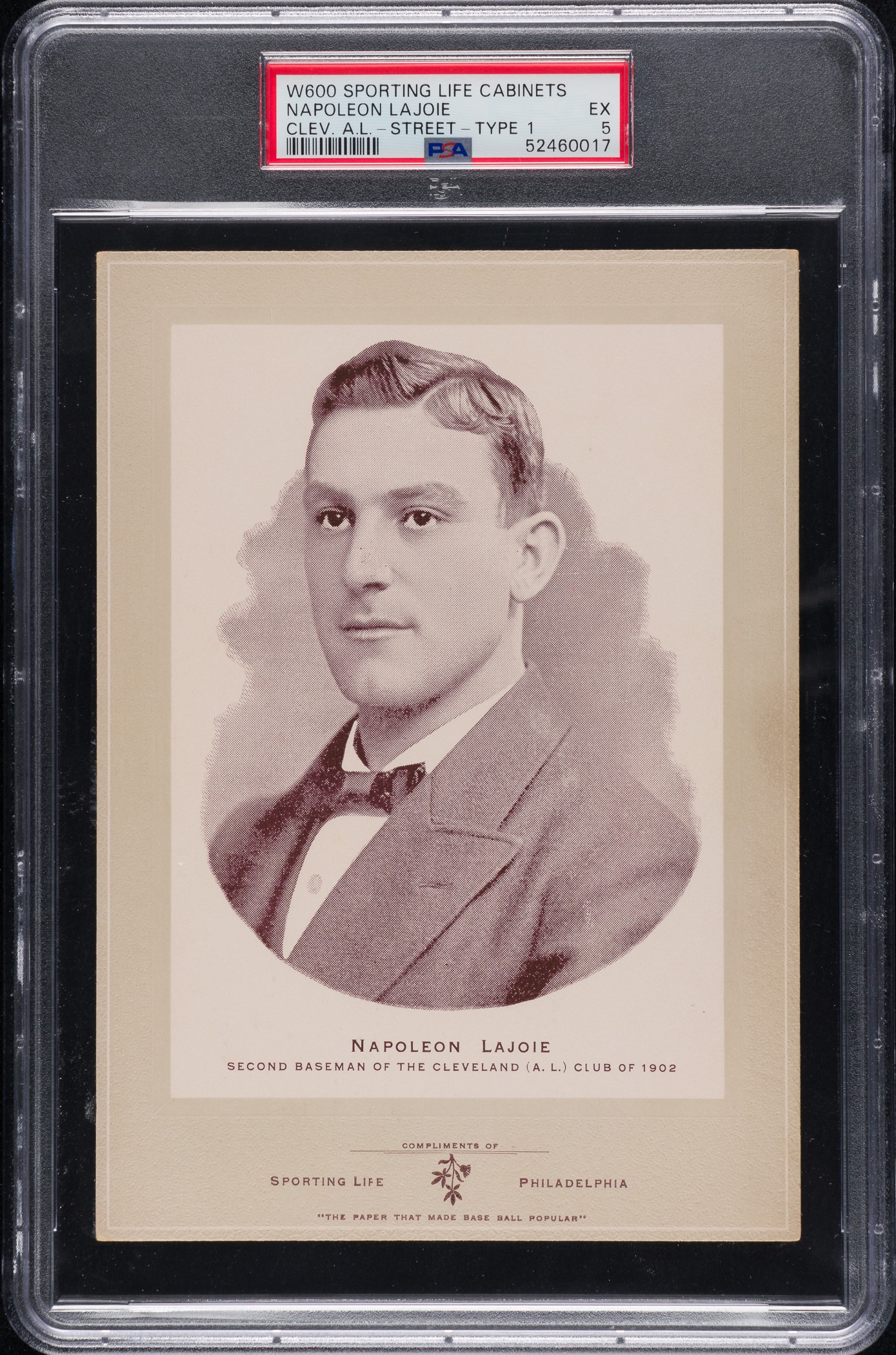 1902-1911-w600-sporting-life-cabinet-nap-lajoie-rookie-type-1-mount-psa-ex-5-newly-discovered