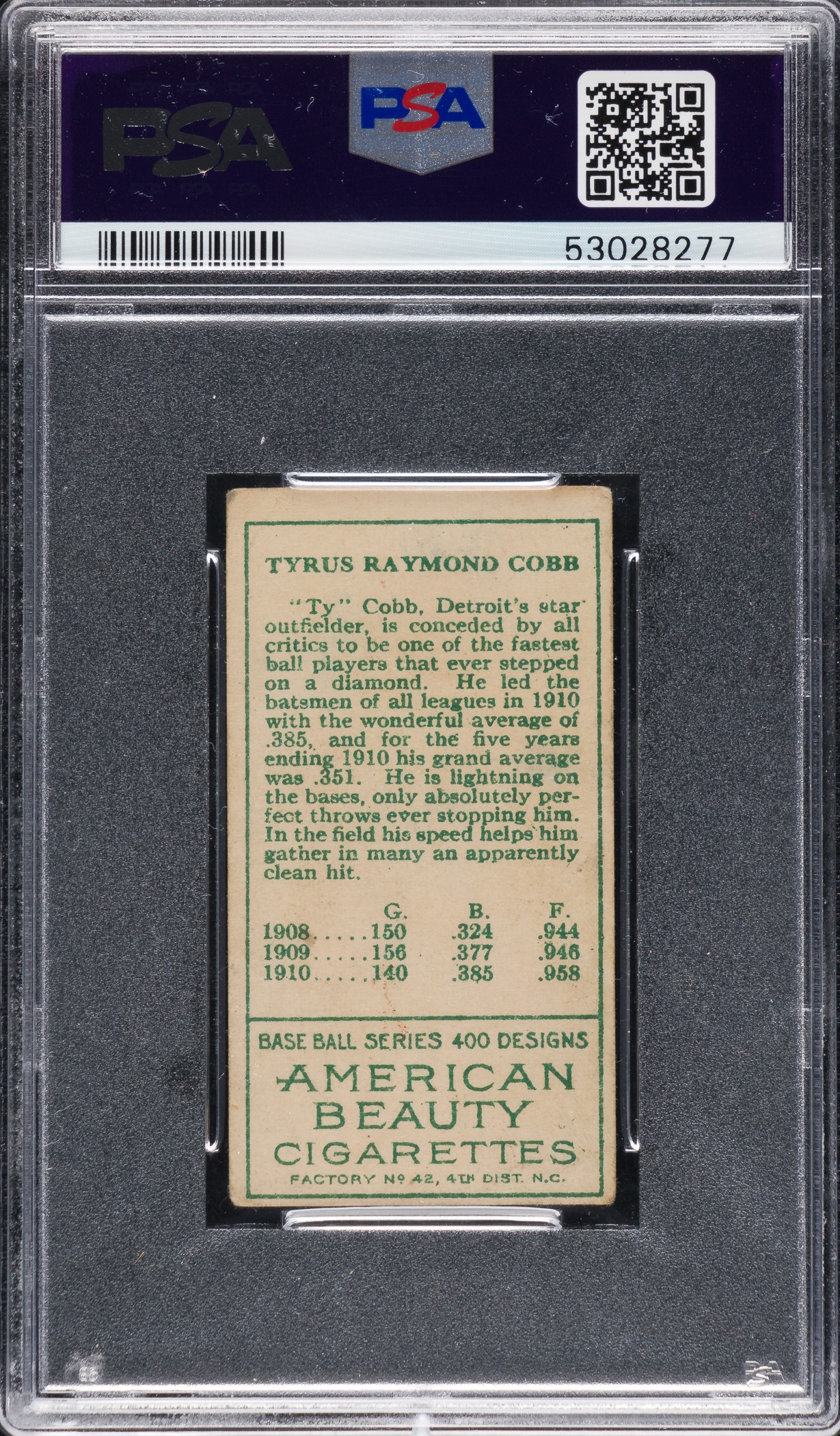 Sold at Auction: 1911 T205 Gold Border Ty Cobb.