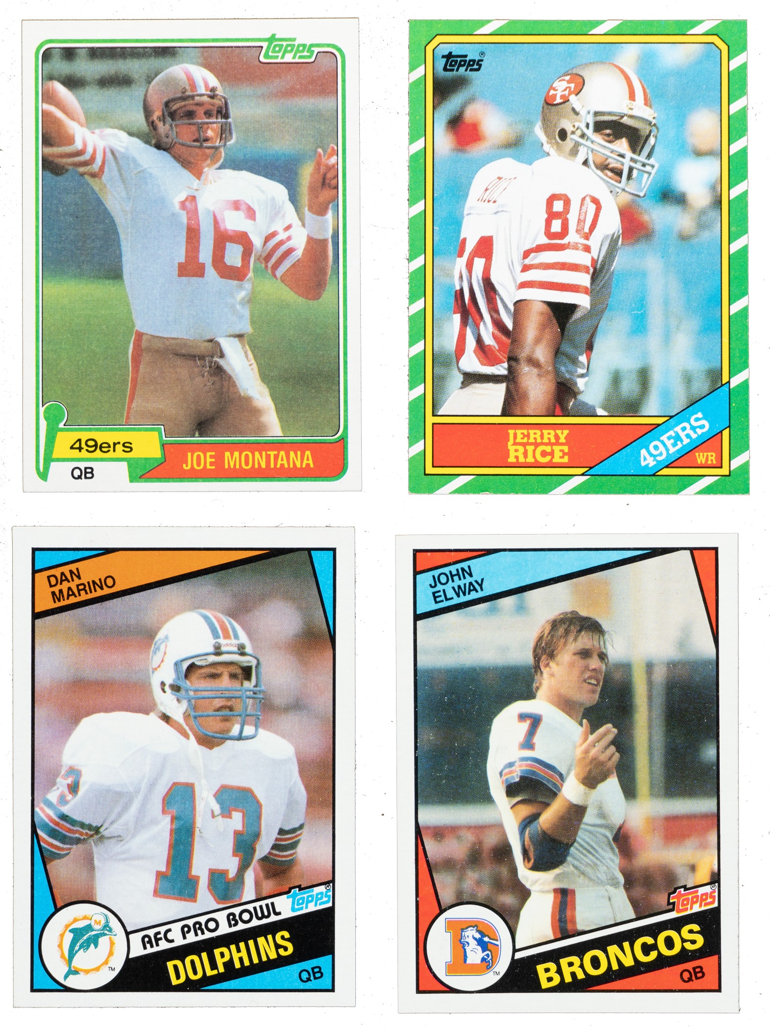 Sold at Auction: Joe Montana, Jerry Rice, Elway and Marino Rookie Football  Cards/READ BELOW