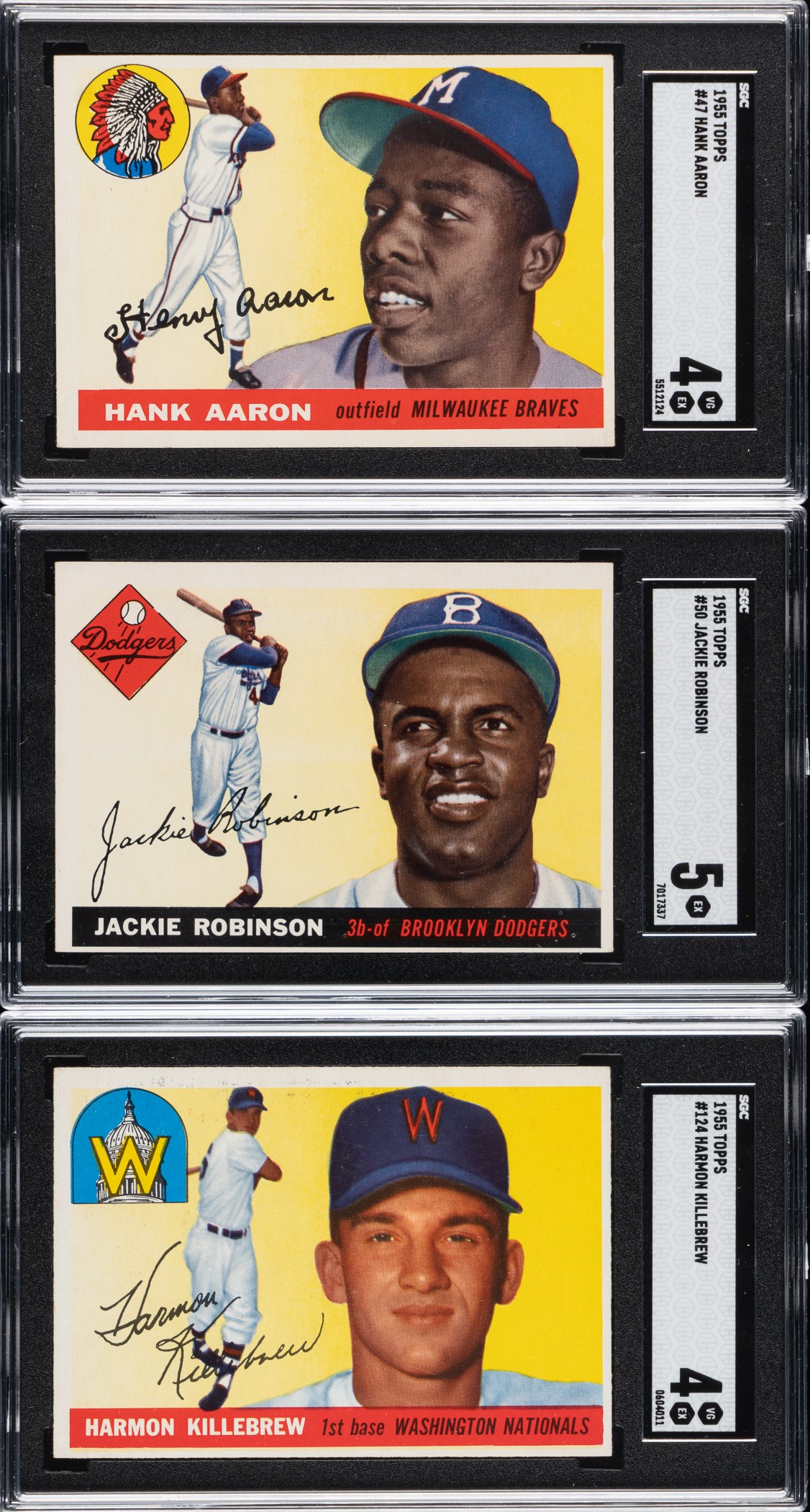 Lot - Hank Aaron 1955 Topps Card Number 47