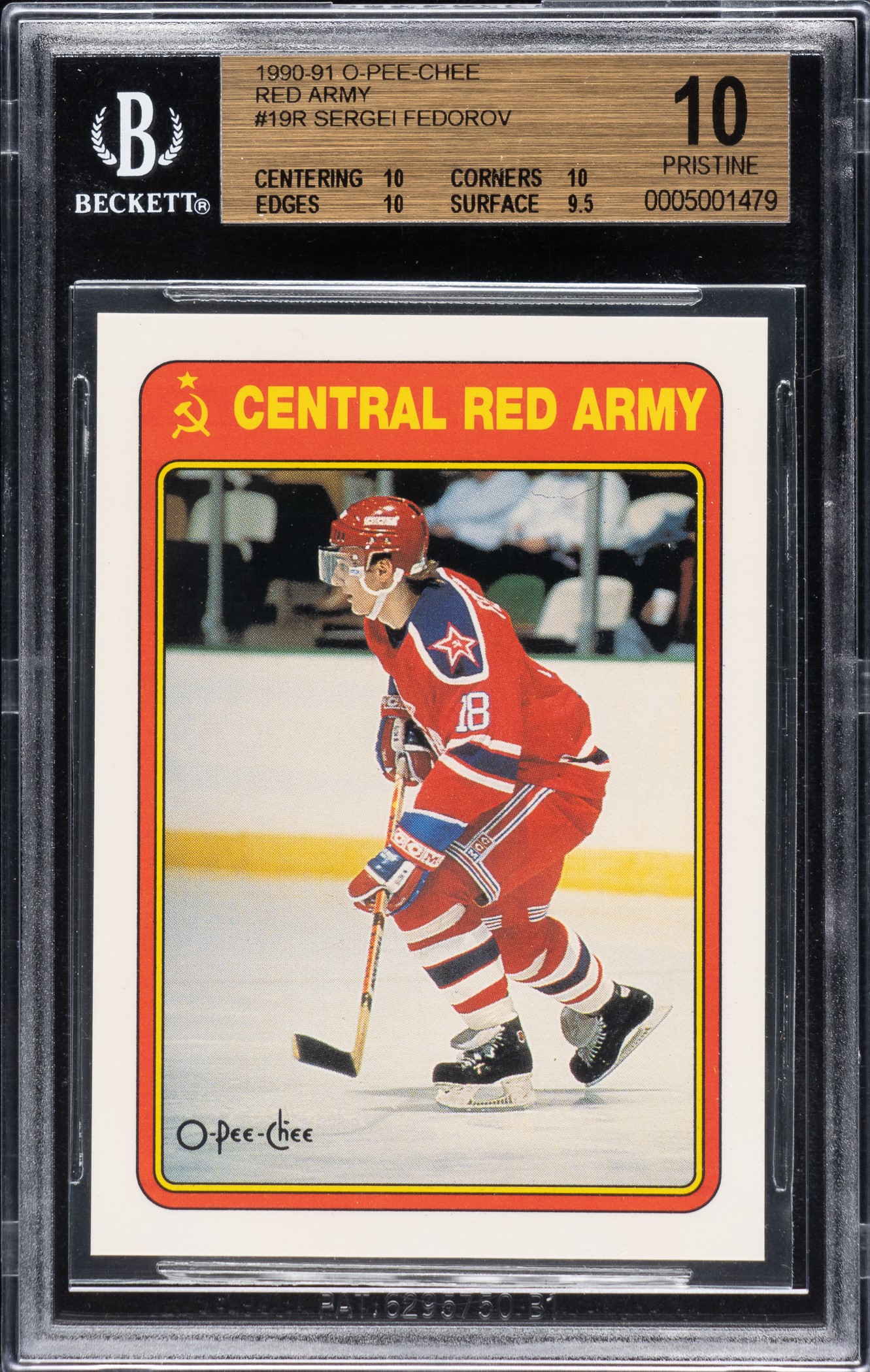 1990-1991 O-Pee-Chee Hockey Red Army #19R Sergei Fedorov Rookie BGS ...