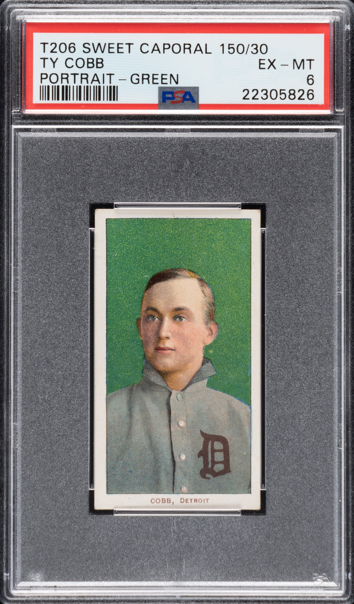 1909-1911 T206 White Border Ty Cobb Portrait Green Background PSA EX-MT ...