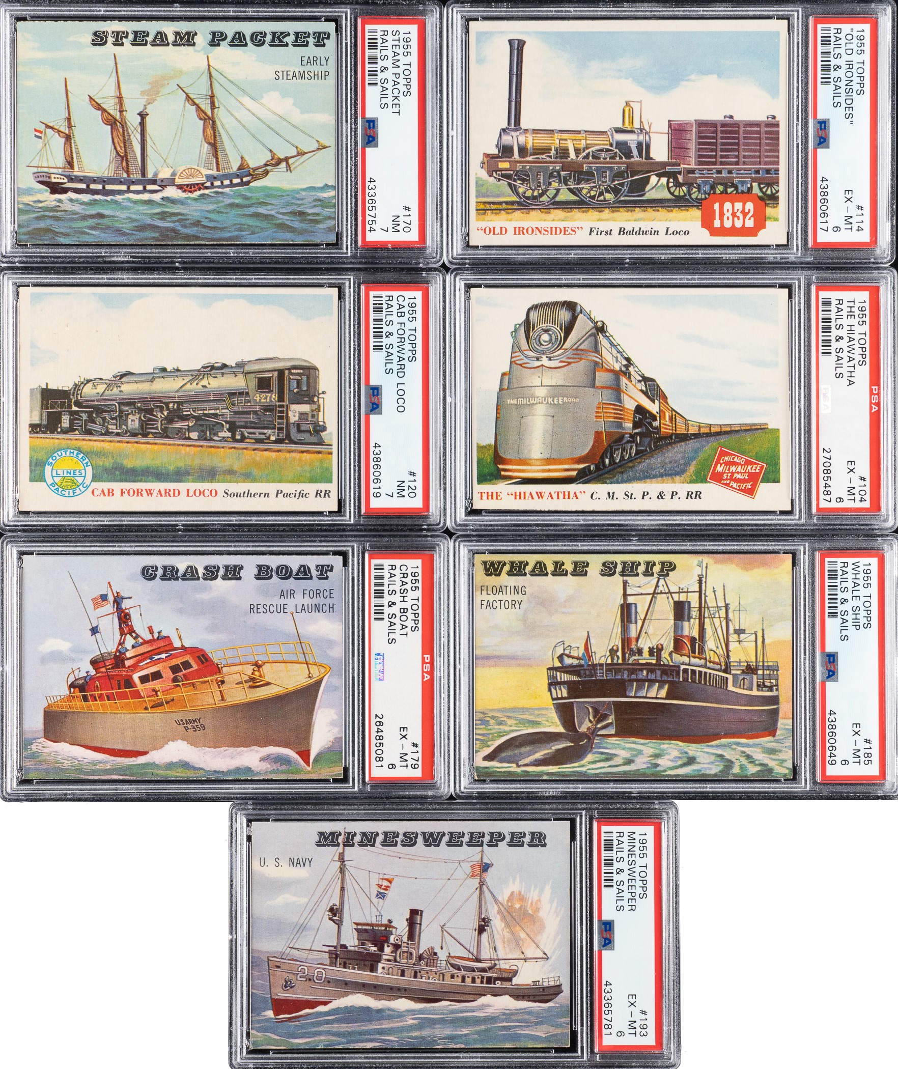 1955 Topps "Rails and Sails" Complete Set (200) Including 11 PSAGraded