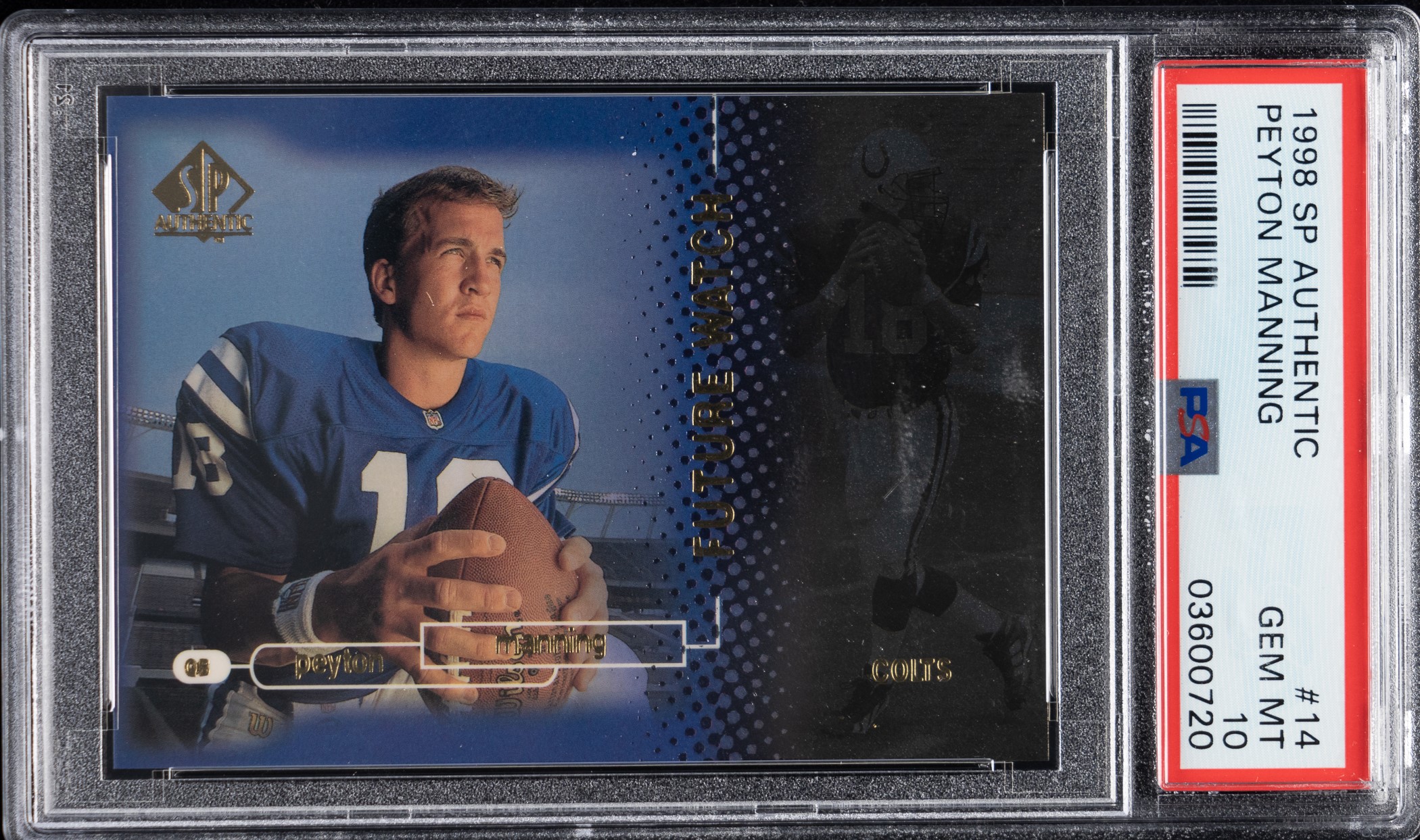 1998 Upper Deck SP Authentic Football #14 Peyton Manning Rookie 