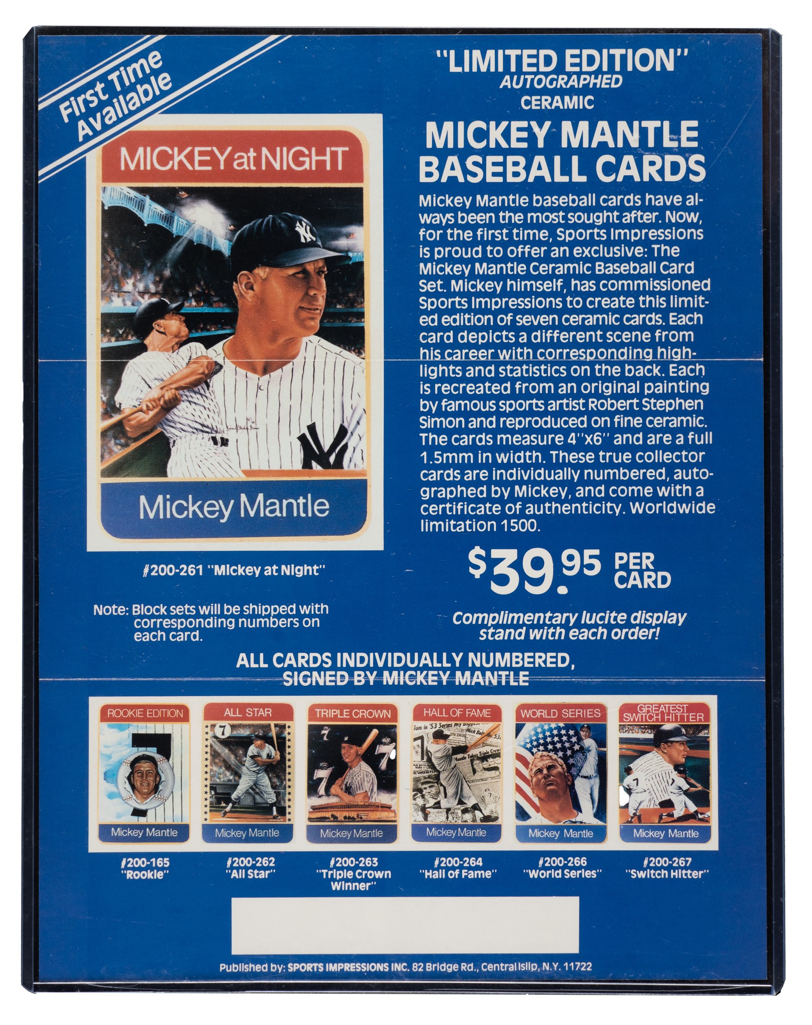 Assiette Collector Mickey Mantle #7 Sports Impressions - Variation Rare, Porcelaine, Années 90