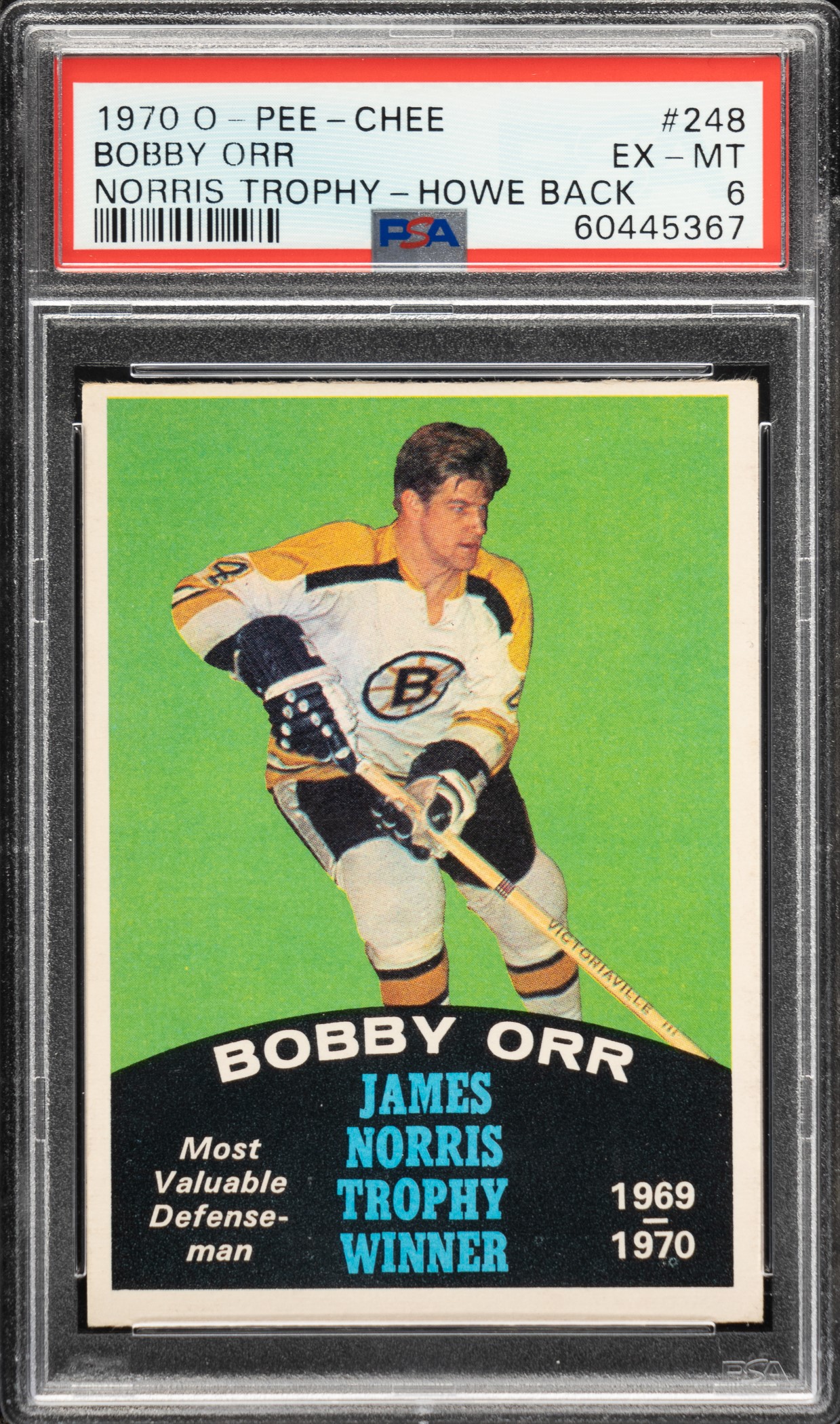 1970-1971 O-Pee-Chee Hockey #248 Bobby Orr Norris Trophy Howe Back PSA ...