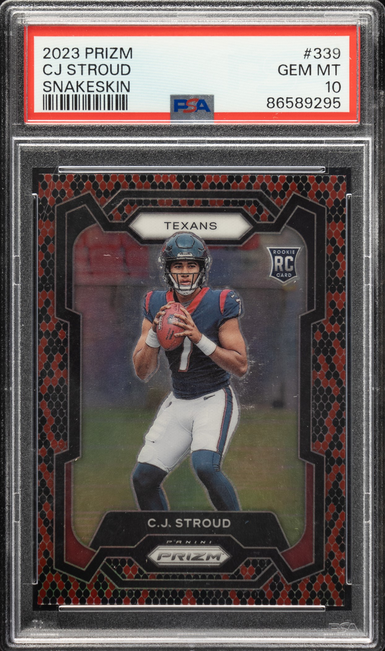 2023-panini-prizm-football-339-cj-stroud-rookie-snakeskin-psa-gem-mint-10